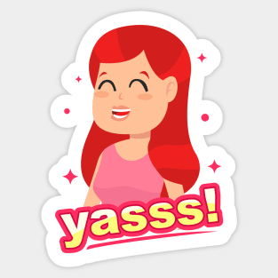 Smiling Girl Yasss Cartoon Sticker